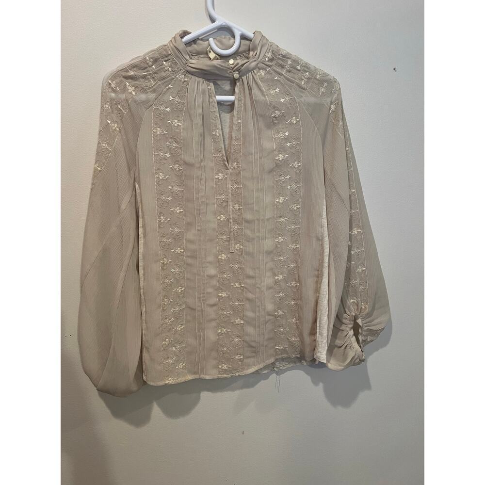 Anthropology Tink Embroidered Beige Blouse - Picture 4 of 8